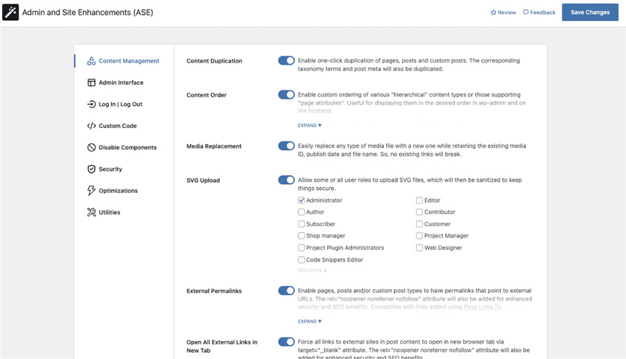 Admin and Site Enhancements (ASE)网站速度优化插件 Admin and Site Enhancements (ASE)网站速度优化插件
