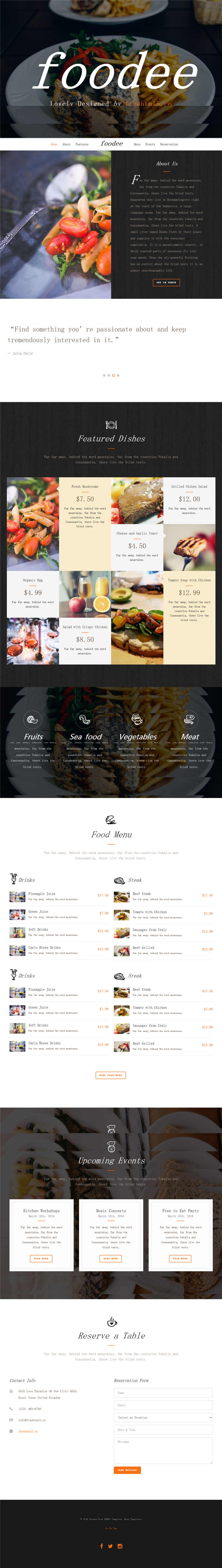 HTML5响应式食品餐饮网页模板免费下载