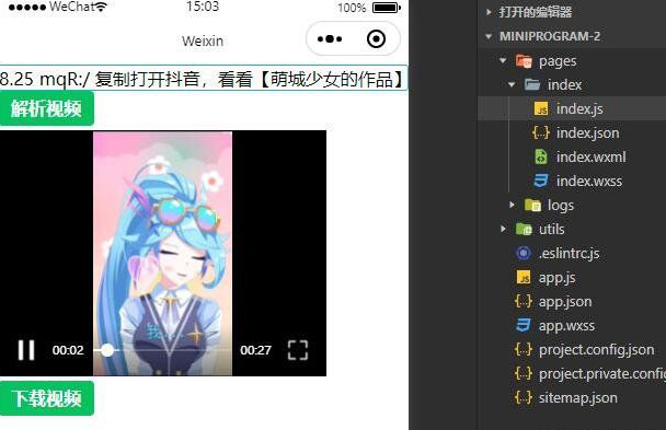 抖音/快手/微视等多平台短视频去水印小程序示例源码 抖音/快手/微视等多平台短视频去水印小程序示例源码