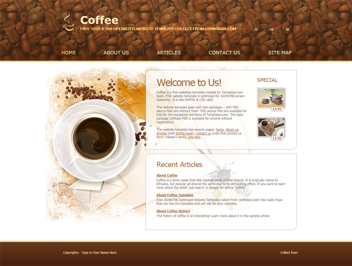 简单小巧的Coffee咖啡馆网页模板下载 简单小巧的Coffee咖啡馆网页模板下载